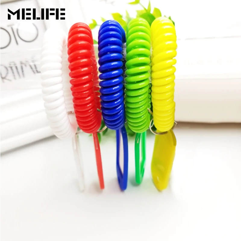 

MELIFE 5 PCS/LOT ID Bracelets Plastic Climbing accessories Wrist Band Key Fobs Stretchy Coil Name Cards ID Tag Bracelet Girls