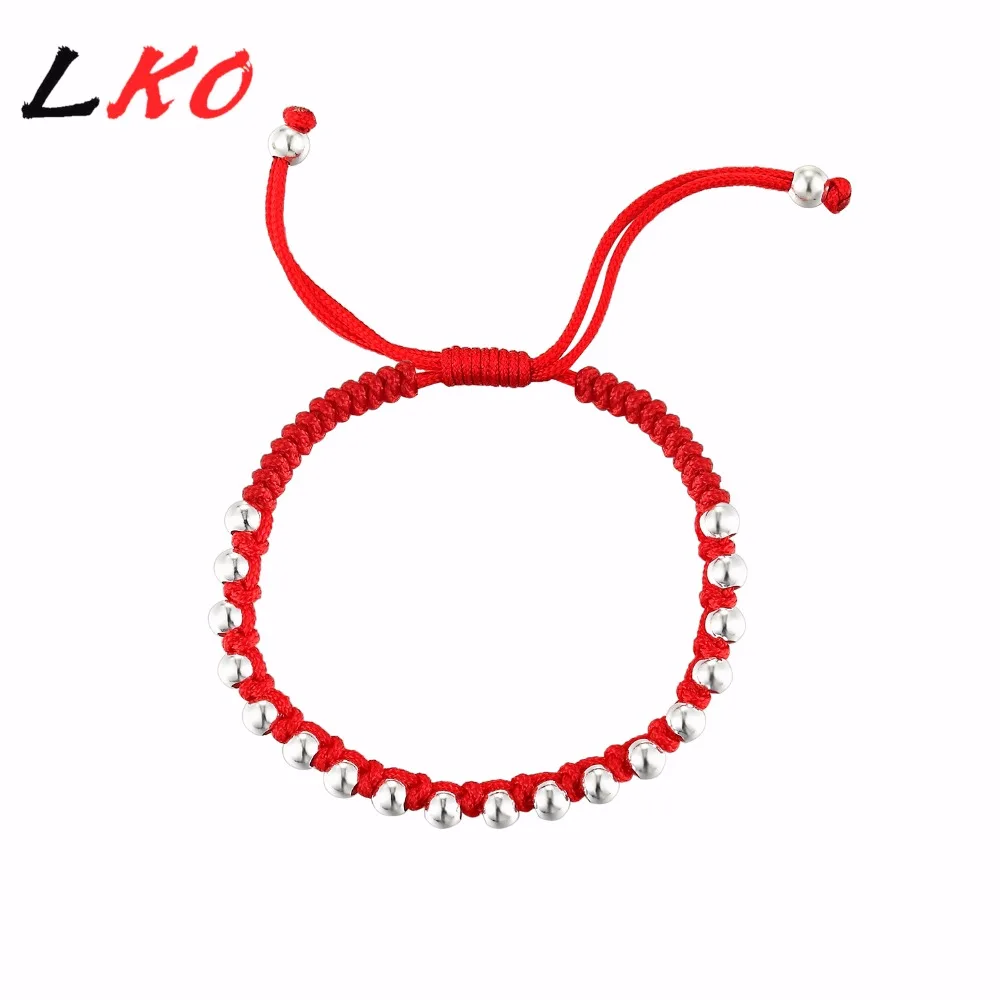 LKO S925 Стерлинговое Серебро Lucky Red Rope браслет для мужчин и женщин индивидуальный