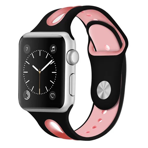 Силиконовый ремешок для apple watch band 44 мм correa pulseira apple watch 38 мм iwatch band 42 мм 40 мм браслет наручный ремешок для часов 5 4 3 - Цвет ремешка: black powder