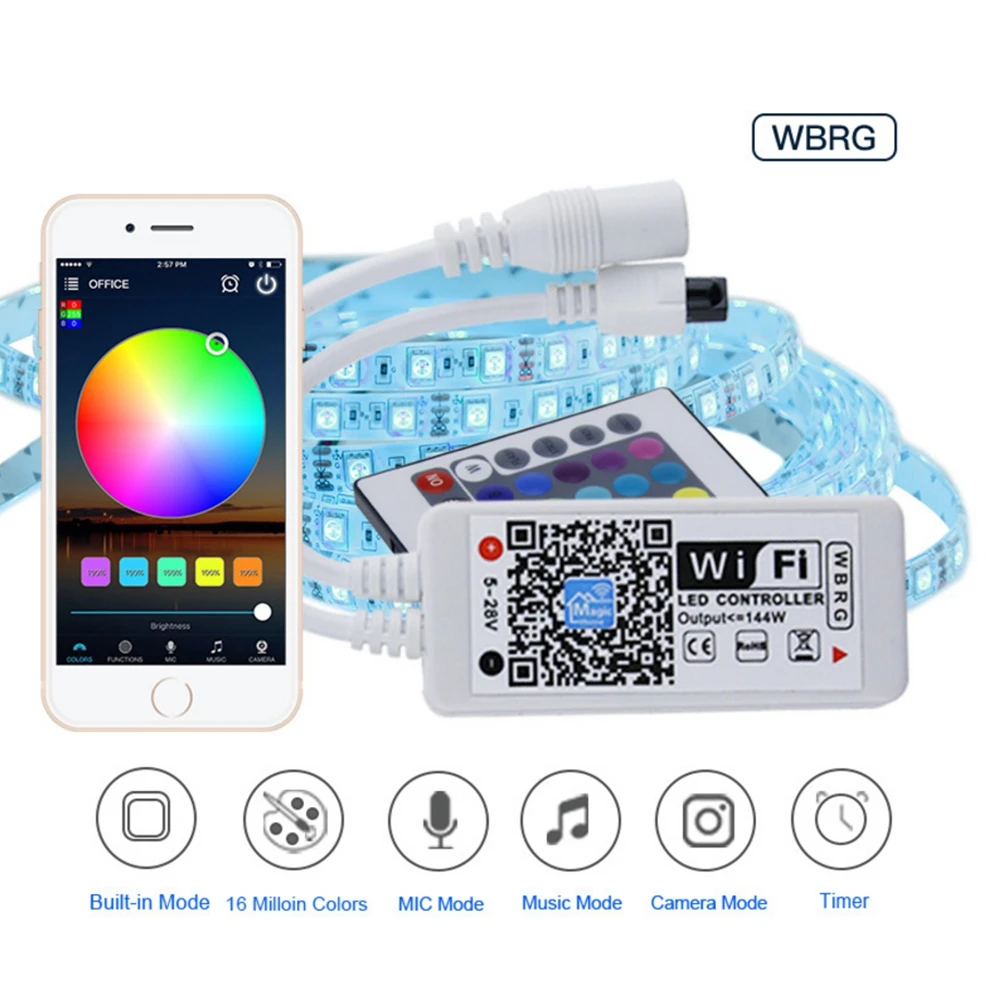 DC5-28V мини Wi Fi RGB/RGBW/RGBWW светодиодные ленты контроллер музыка Amazon Alexa Google домашний телефон