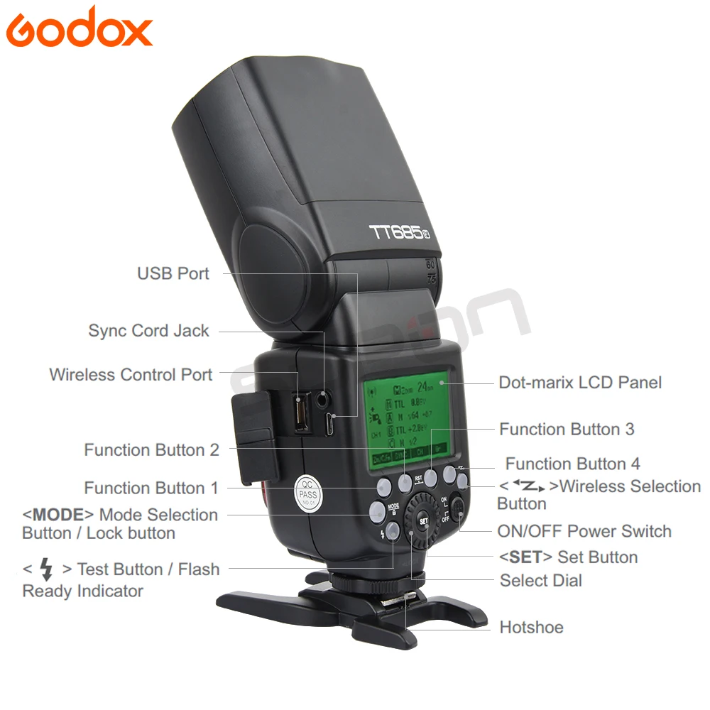 Godox TT685 вспышка 2,4G HSS 1/8000 s ttl Беспроводная TT685F Speedlite+ X1T-F передатчик для Fujifilm Fuji камера+ 15*17 см софтбокс