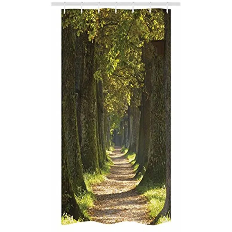 

Vixm Tree Stall Shower Curtain Alley With Oak Trees Forest Natural Rural Scenic Perspective Picture Fabric Bath Curtains
