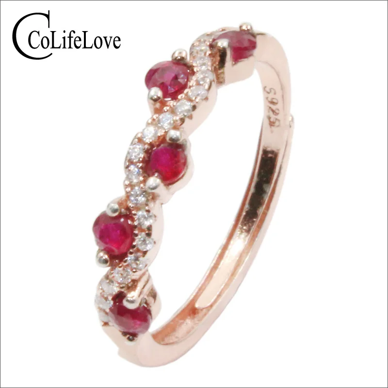 Ювелирные изделия colife Мода 925 Серебряное кольцо с рубином для молодой девушки 2,5 мм круглое натуральное рубиновое серебряное кольцо из стерлингового серебра, рубиновое ювелирное изделие