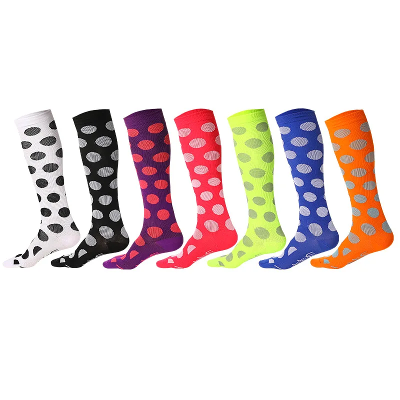 

Brothock Couple Sports Socks Breathable Moisture Wicking Men and Women Polka Dot Sports Knee High Socks Compression Stockings