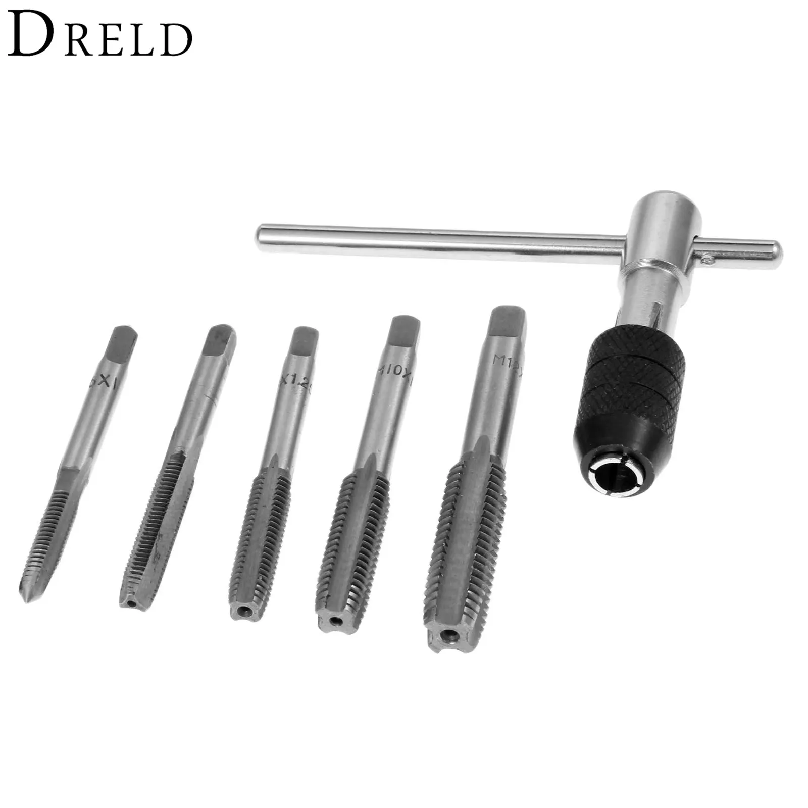 DRELD 6Pcs M6 M12 HSS Hand Taps Screw Thread Metric Plug Tap Set With