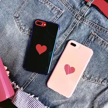 

10pcs/lot Shine Blue-ray Glossy Red Heart Anti-scratch Soft TPU Back Cover Case For iPhoneX 8/6s 7plus Skinny Shell Protection
