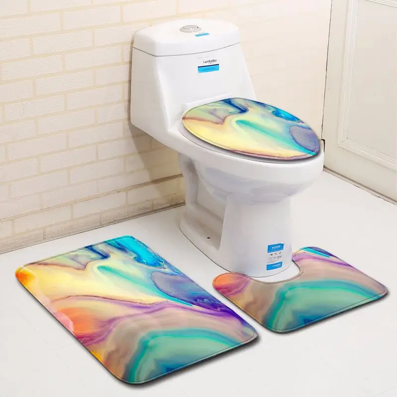 Zeegle 3 шт./компл. Ванная комната комплект Туалет Цвет роспись набор ковров для ванной комнаты Нескользящие душевая комната фланелевые коврики коврик для ванной комнаты - Цвет: C014