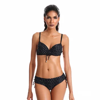 

2018 New Blue Sexy low waist Bikinis Women Swimwear Push Up Retro Female Swimsuit Bikini Set Beachwear Bathing