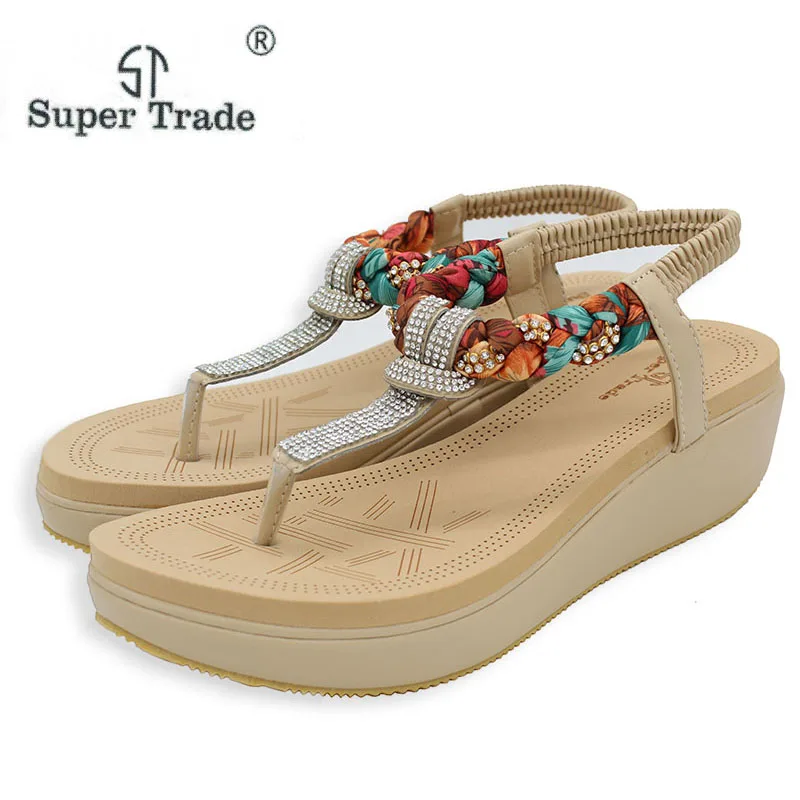 WEISE Free Shipping 2016 New National Summer Sandals Women S Bohemia Diamond Slope With Large Size