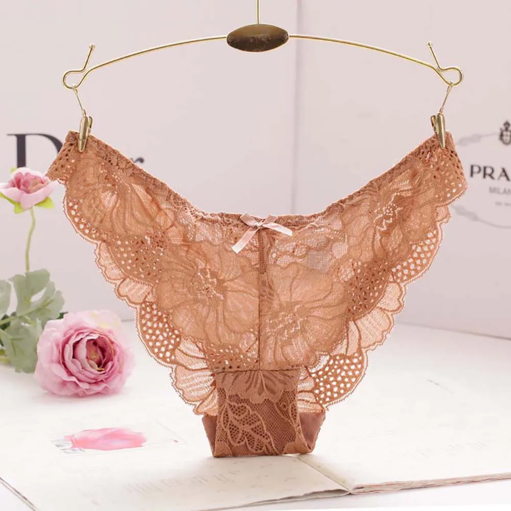 Hot Sale Sexy Women Lace Flowers Low Waist Underwear Panties G-string Lingerie Thongs bragas traceless crotch briefs WS&&40
