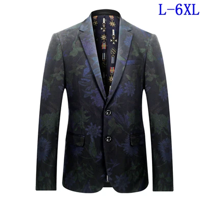 Мужской пиджак высокого качества очень большой супер большой пиджак осенний модный Блейзер очень большой плюс размер M-4XL 5XL 6XL 7XL 8XL - Цвет: flower B