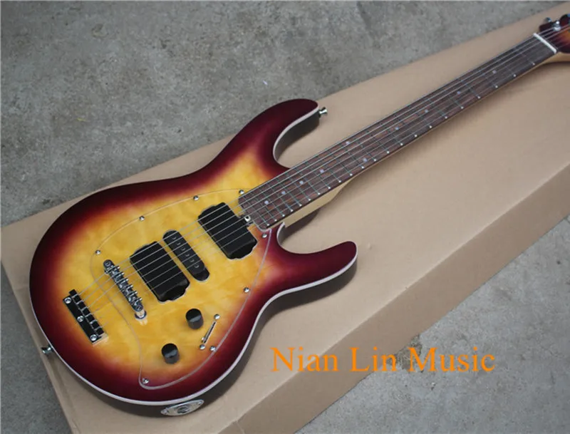 

6-String Electric Guitar,Yellow and Purple Color,Quilted Maple Veneer,White Binding,22 Frets,Maple Neck and can be Customized