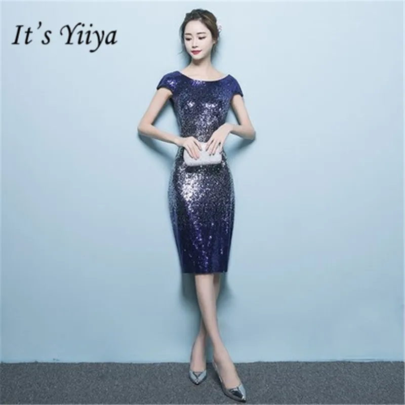 Это YiiYa Новый Сияющий Стройный Пром платья элегантный круглым вырезом Вечерние платья H084