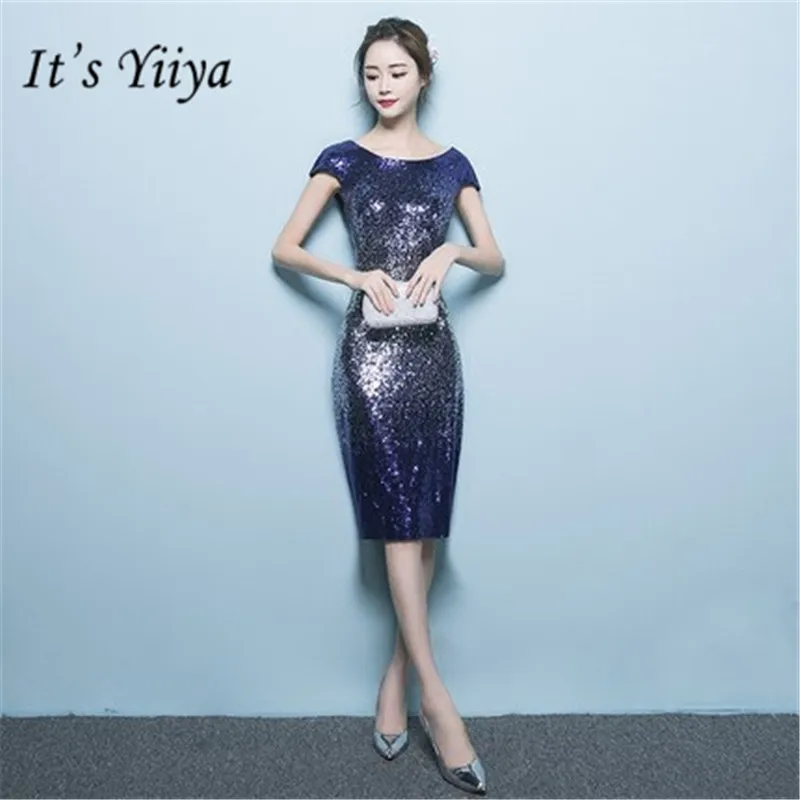 It's YiiYa New Shining Skinny Slim Prom Gowns Elegant O neck Formal