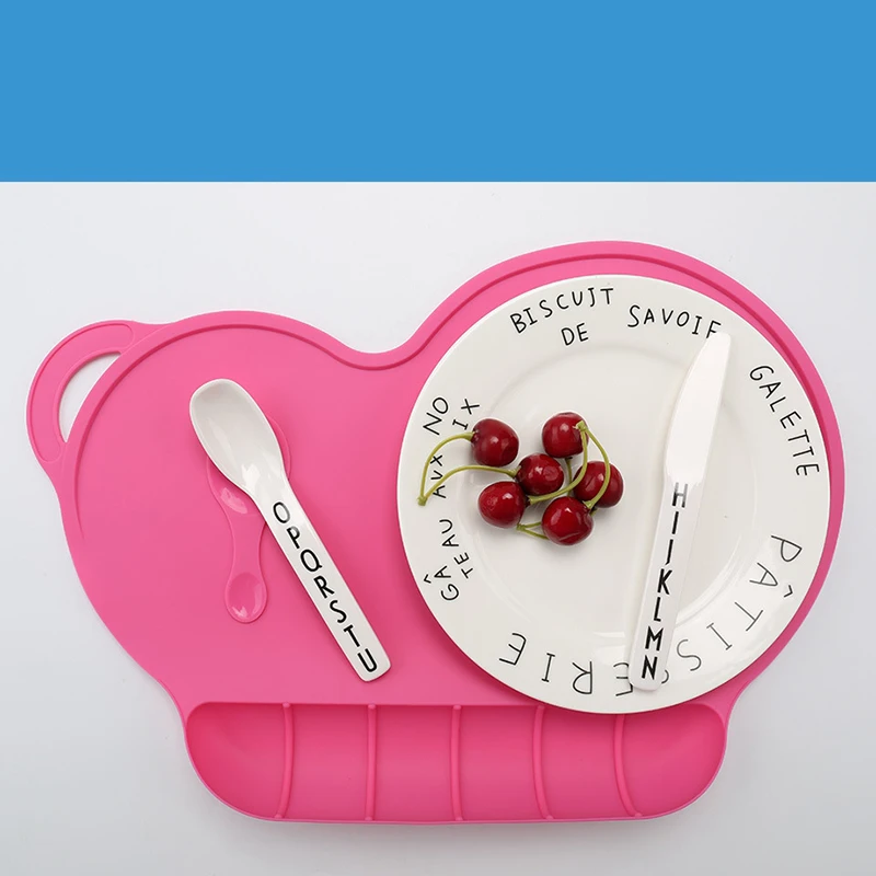 4 Colors Baby Silicon Plate Sucker Slip-resistant One Piece Baby Silicone Placemat Bowl Waterproof Kid Dinner Plate Tableware