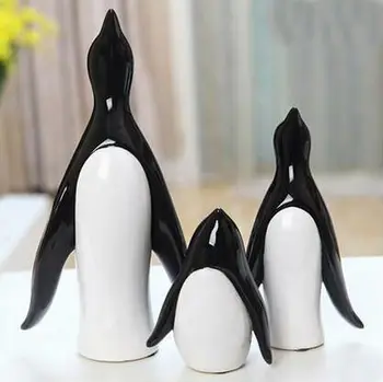 

family ceramic penguin home decor crafts room decoration ceramic kawaii ornament porcelain figurines animal figurines decoration