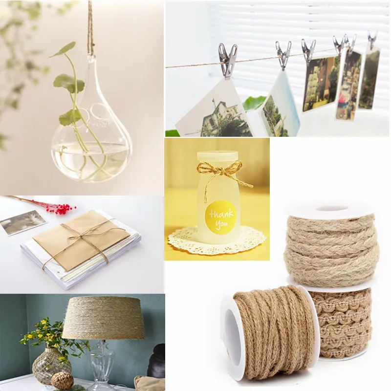 

1 Roll 5M Natural Hessian Jute Twine Rope Burlap Ribbon for DIY Craft Vintage Wedding Party Birthday Decor VBT84 P20