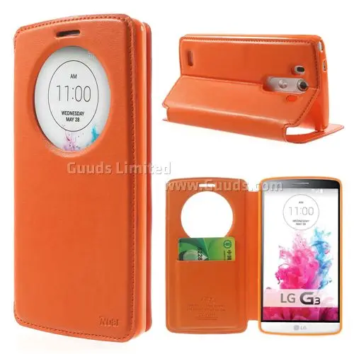 Roar Korea Noble Quick Circle Leather Flip Cover for LG G3 D850 D855 LS990 - Orange