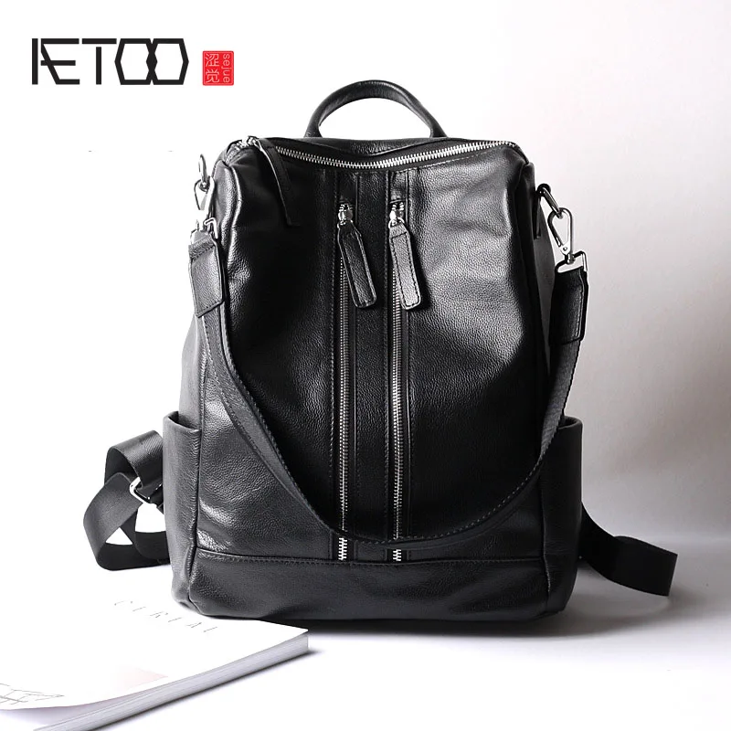 

AETOO Leather shoulder bag European and American fashion backpack head layer of leather