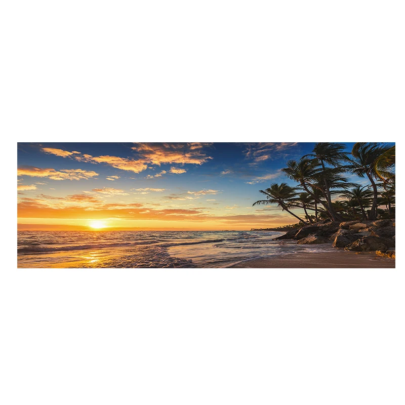 Закатом натуральная Одежда для пляжа с изображением кокосовых пальм, панорама пейзаж, холст для живописи плакаты с живописью и репродукции, настенное искусство картина для Гостиная