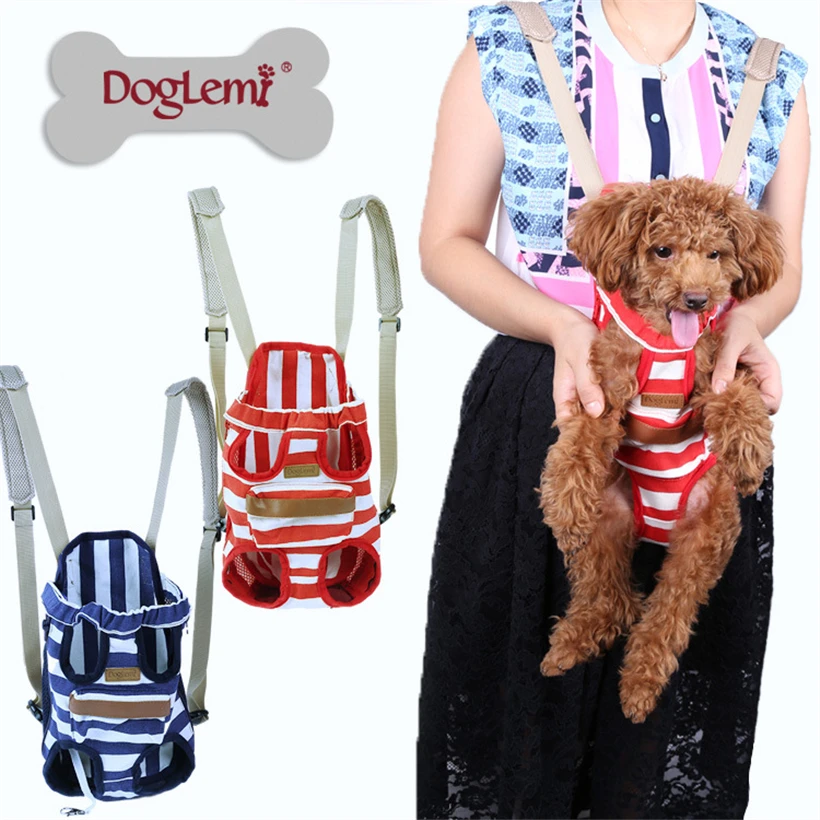DogLemi Front Pet Dog Carrier Front Striped Chest Backpack Puppy Tote Holder Bag Sling Outdoor