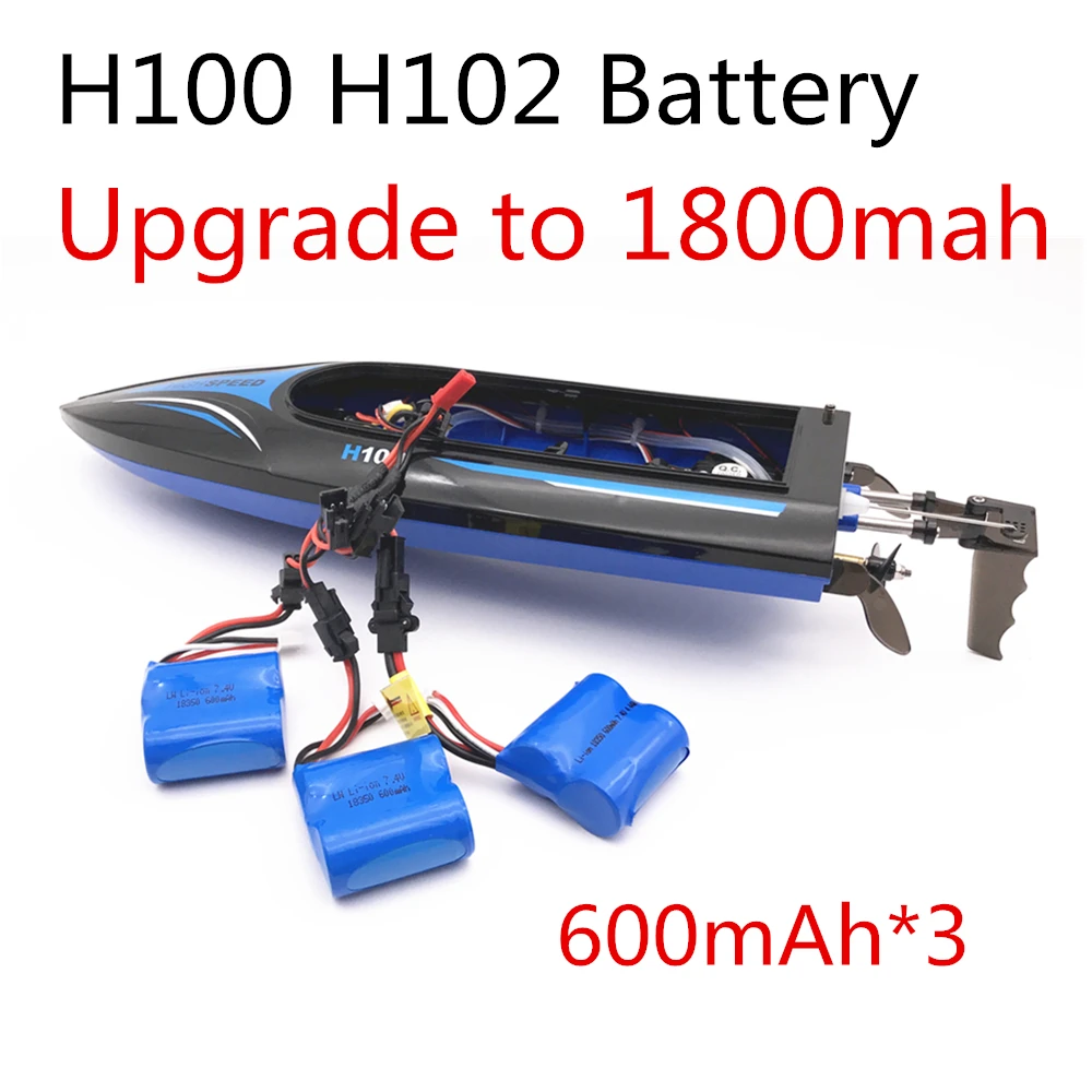 

Upgrade to 1800mah Parallel 3pcs 7.4v 600mAh 18350 Li-ion battery for H100 H102 high speed RC boat battery