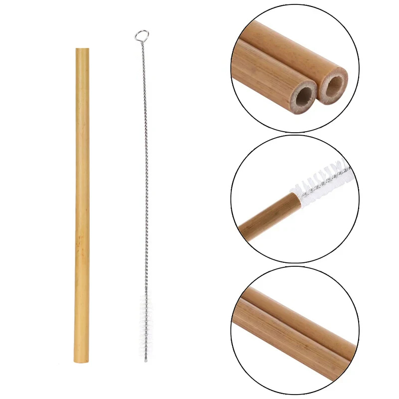 5Pcs Bamboo Straws Reusable Drinking Straw Set with Brush Natural Durable Cocktail Drink Straw Wedding Party Bar Supply Tableware (1)