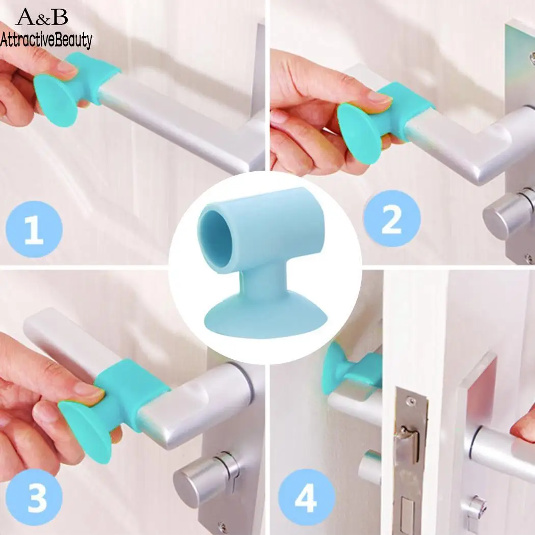 Self Adhesive Wall Protector Door Knob Wall Mute Handle Silicone Anti