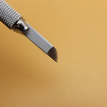 

500 pcs/lot 15pin Double Row Needles Eyebrow Tattoo Blade Needle For Microblading Permanent Makeup Eyebrow Tattoo 3D Embroidery