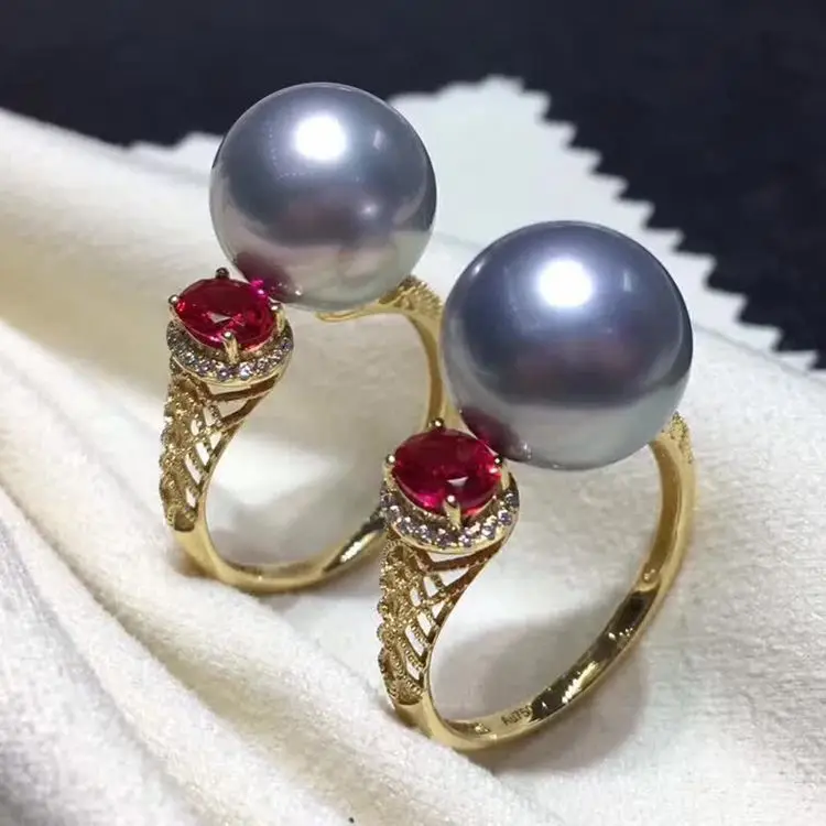 

925 Sterling Silver Pearl Ring Flower Finger Ring Adjustable Ring Findings Jewelry Parts Fittings Accessories, 3pcs/lot