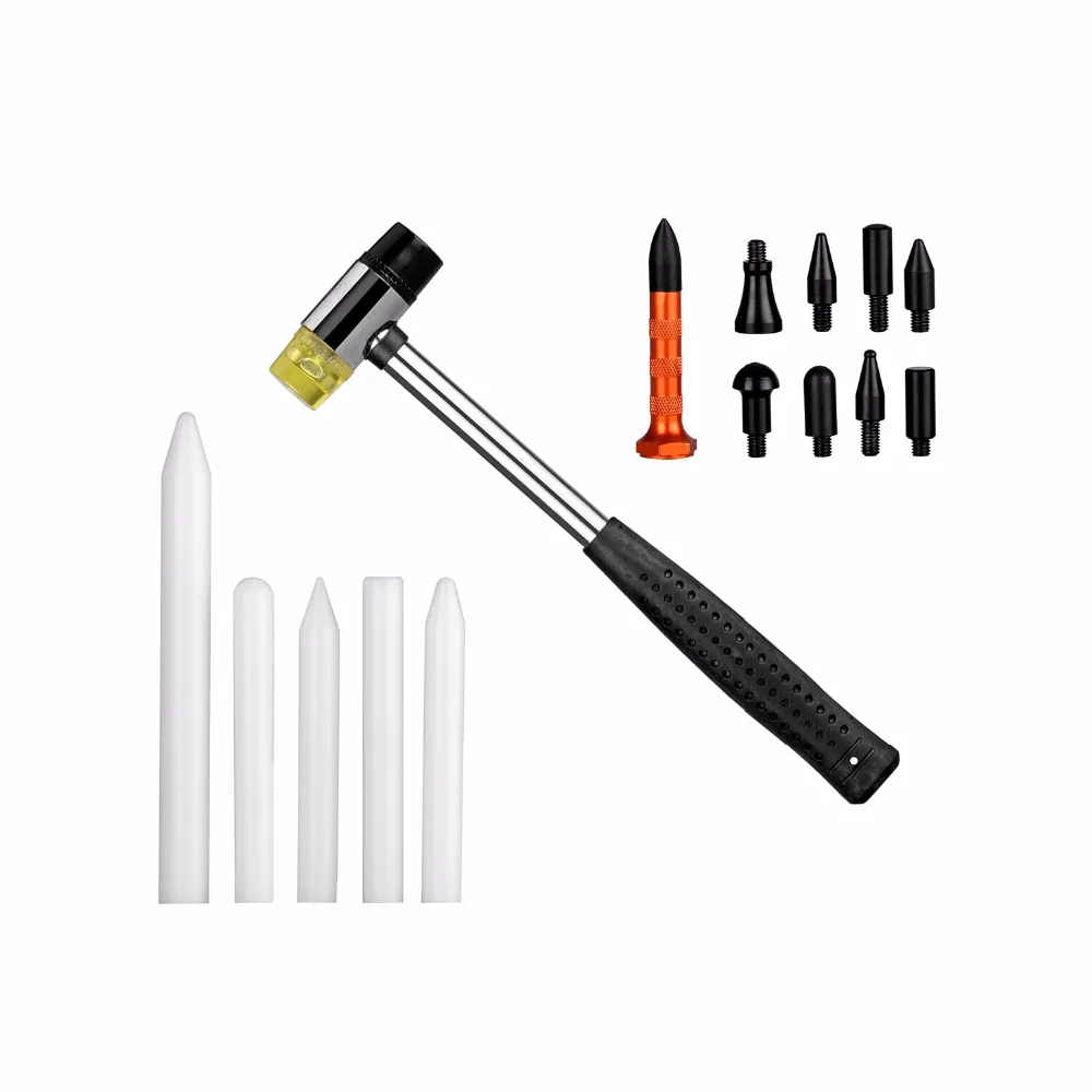 

PDR Tools Rubber Tap Down Pen With 9 Heads Dent hammer Tap Down Hammer hand tool use for Hail Removal car dent repair