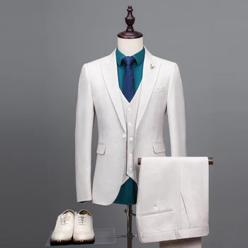 

NA41 2018 Jaqueta Off White Wedding Tuxedo Custom Made Suits Groom Suit Mens Tuxedo Jacket Made to Measure Wedding Tuxedos