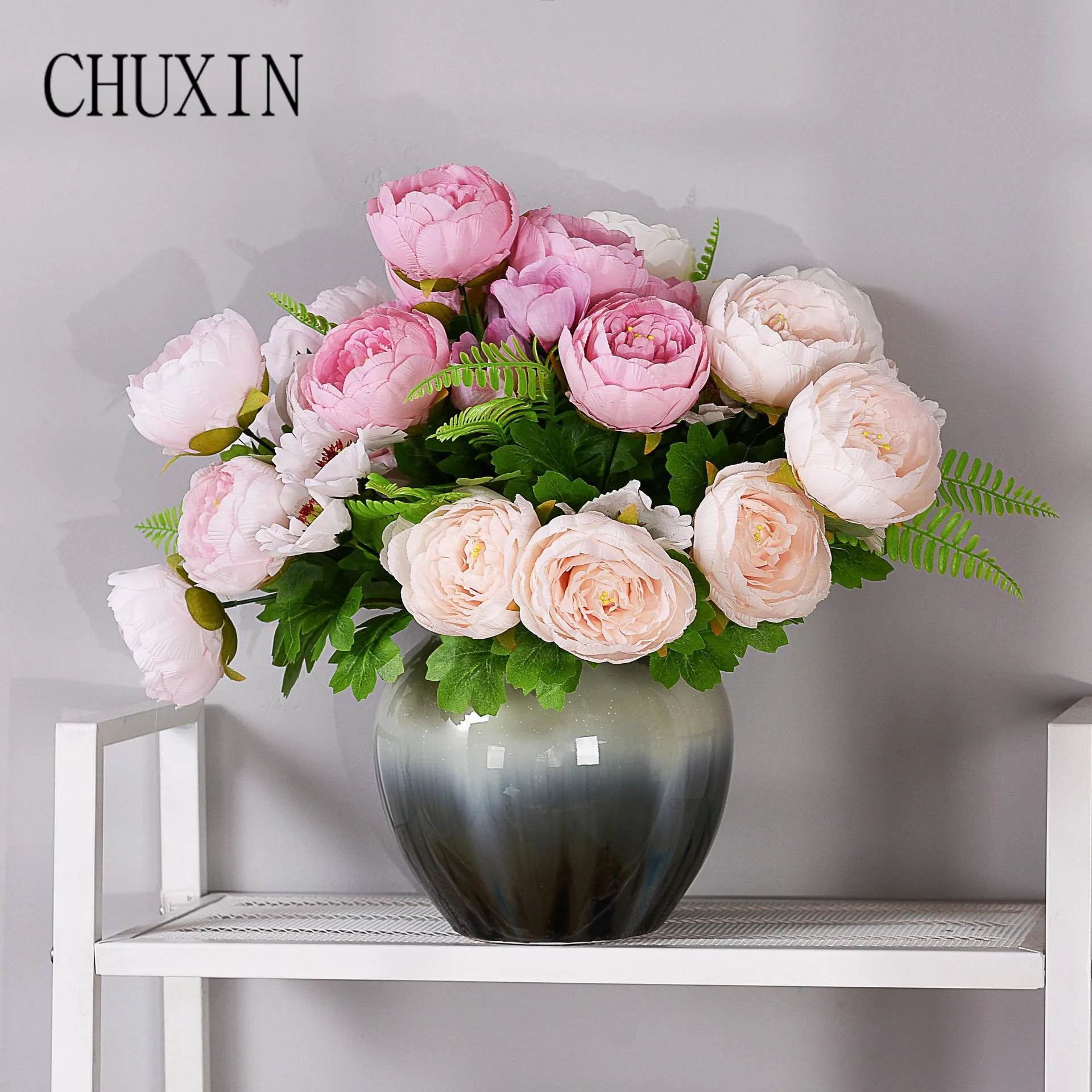 Vintage Silk Flower Europe 1 Bouquet Artificial Flower Peony Wedding