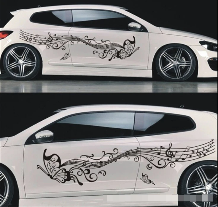 Szssd 347 車スタイリング修正車アップリケフル車体花輪楽譜ノート蝶ステッカー車の装飾 Sticker Car Car Bodycar Decoration Aliexpress