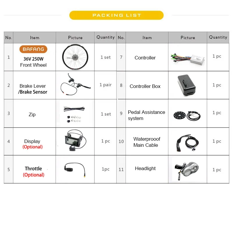 Cheap BAFANG Motor Wheel 36V 250W Ebike Electric Bike Kit without Battery 8FUN Hub Motor e Bike Bicycle Electric Bike Conversion Kit 2