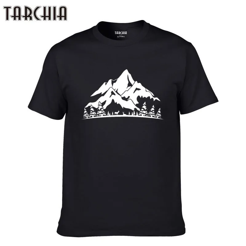 TARCHIA 2021 New Fashion Tee Shirts Man Clothes Boy Men T-Shirts Male Plus Size Short Sleeve Montain T Shirt Homme Summer | Мужская