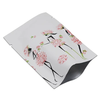 

100Pcs Beauty Drawing Open Top Pure Aluminum Foil Packaging Bags Pure Mylar Foil Snack Packing Pouch for Food Nuts Storage