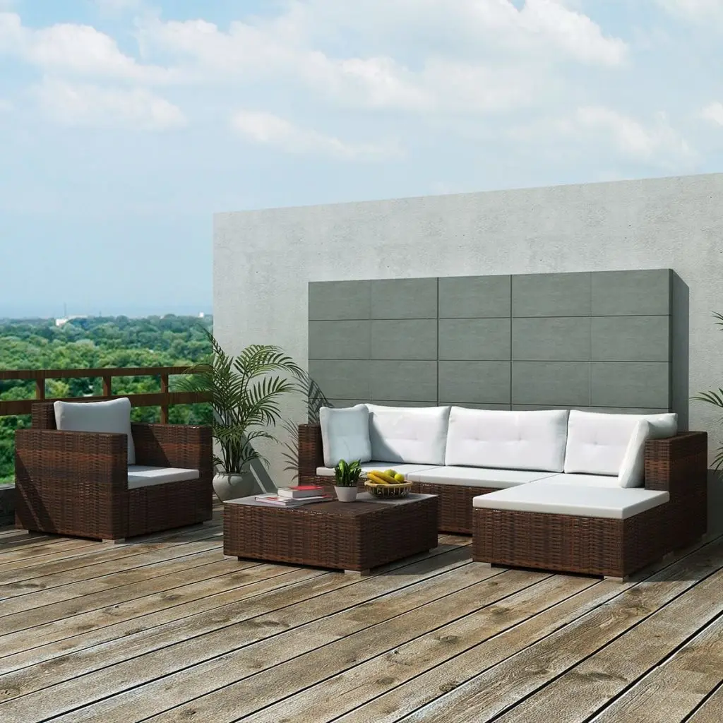 vidaXL 17 Piece Garden Sofa Set Brown Poly Rattanin Garden Sets from