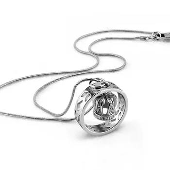 

Charming lady 925 sterling silver necklace.Fashion princess crown silver pendant.Solid silver women necklace.Silver jewelry
