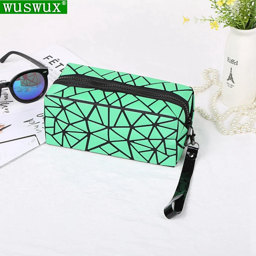 

new fashion cosmetic bag Geometric Matte pvc women make up bag casual travel makeup case beauty bag organizer toiletry kit pouch