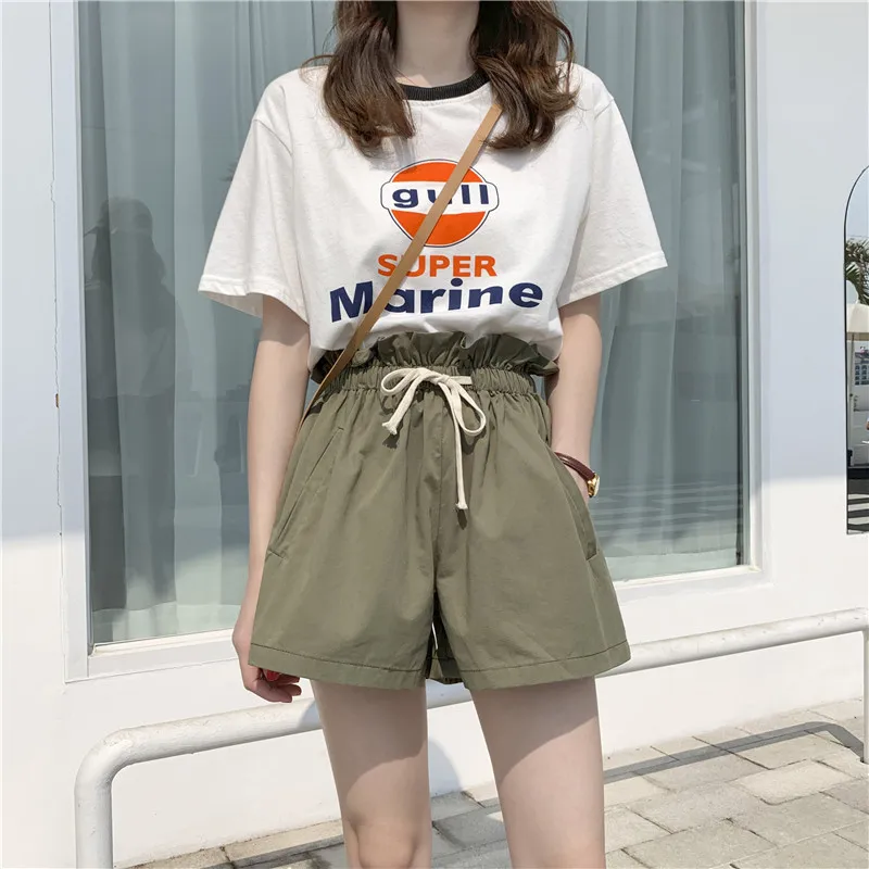 

LKlady New Cotton Linen ShortsFemale Loose Summer Students Wearing High Waist Slimming Hot Pants Spring Autumn Wide Leg Shorts
