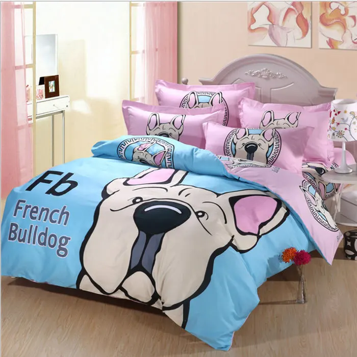 French bulldog printed bedding set 4pcs for children with luminous
