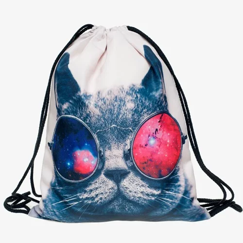 Кошка escape 3D печать для женщин классический бренд forever mochila escolar мужские сумки дорожные mochilas Рюкзак Сумка на шнурке - Цвет: SKD27003