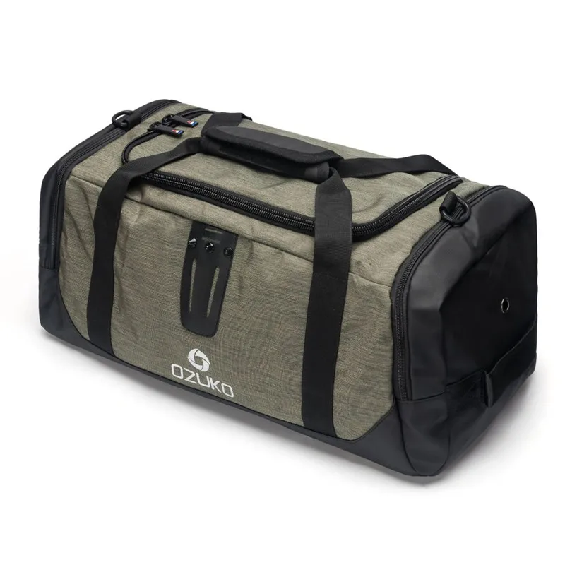 OZUKO, мужской рюкзак, водонепроницаемый, дорожные сумки, большая вместительность, сумка для багажа, вещевой мешок, Оксфорд, мужская, для отдыха, ручная сумка, модная, на плечо - Цвет: army green
