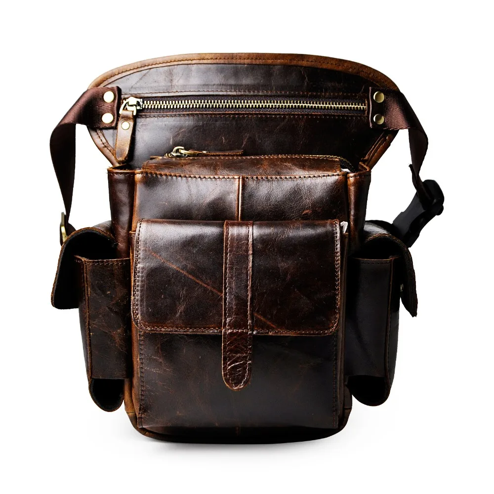 

Original Leather Men Design Casual Messenger Crossbody Sling Bag Multifunction Fashion Waist Belt Pack Leg Drop Bag Pouch 913-5c