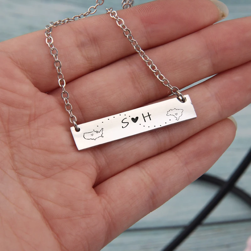 Woman Gift Bar Necklace Jewelry Custom 