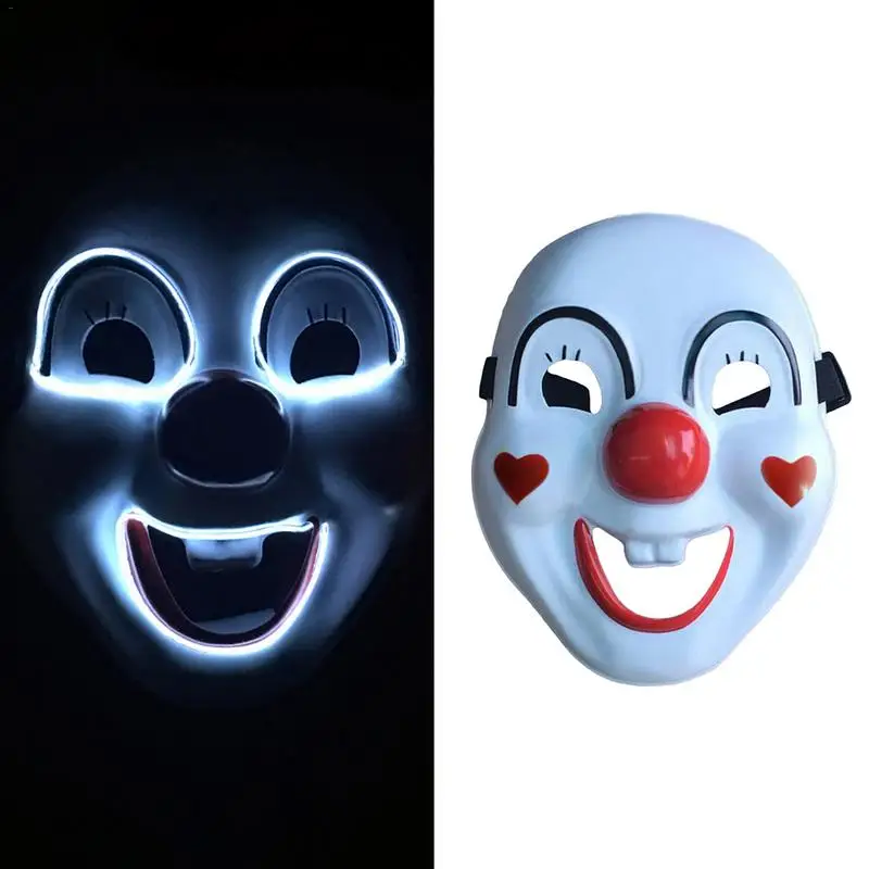 

El Cold Light Glow Love Joy Clown Mask Halloween Bar KTV Holiday Dance Led Flash Face Mask