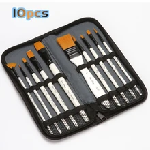 10 шт./компл. холщовой сумки кисть для акварельной Живописи Набор плоских нейлоновых волос акварельные краски принадлежности художественные Кисти