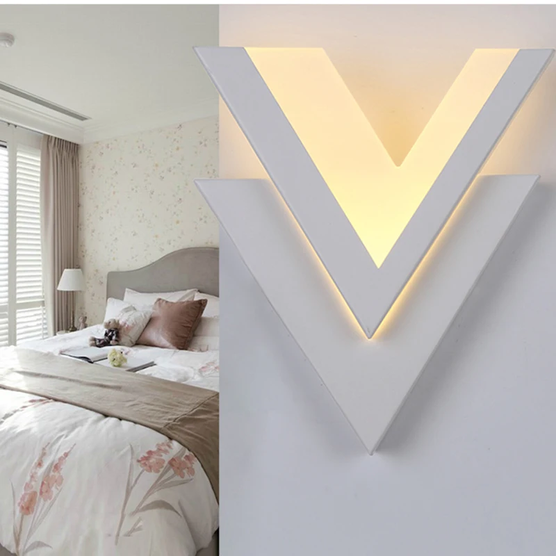 

Modern LED Wall Lamps for Bedroom Study Simple and stylish V-shaped design led strip lampada led acrylic shade wall lamp