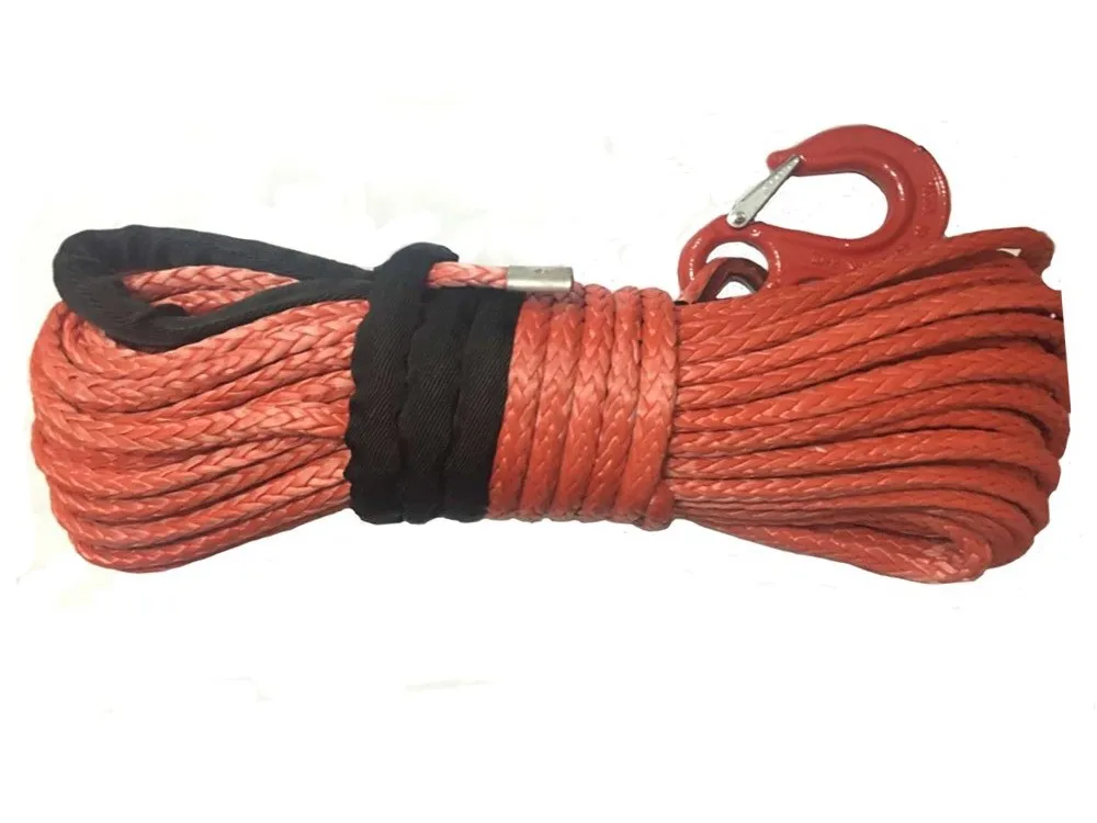 free shipping 14mm x 30m winch rope synthetic winch line with hook for